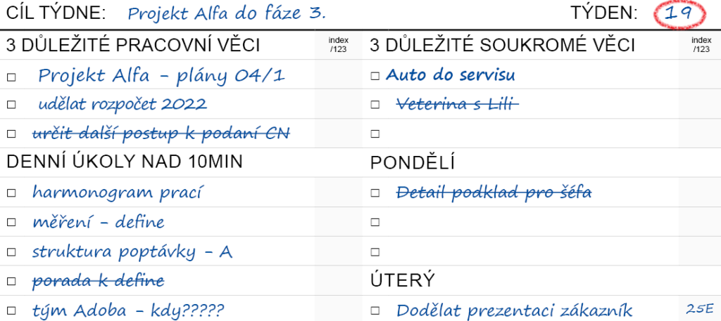 Cíl týdne mPlanner