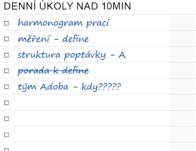 denní ukoly nad 10min